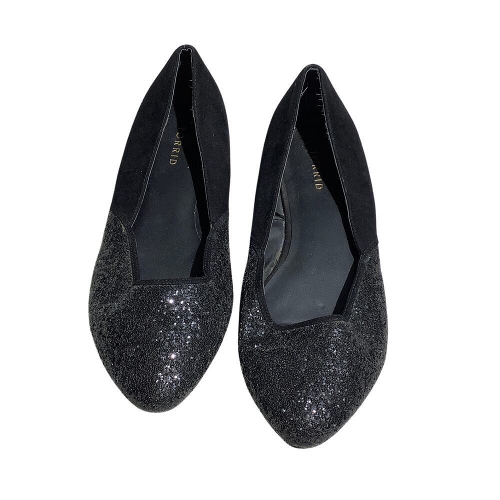 Torrid Black Glitter Ballet Flats Women’s Size 12W — Sparkle, Dressy, Comfort